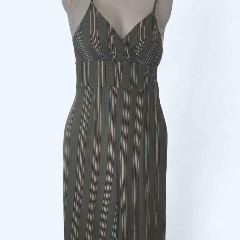 Ardene Grayish Green Strapless Striped Jumpsuit XS
